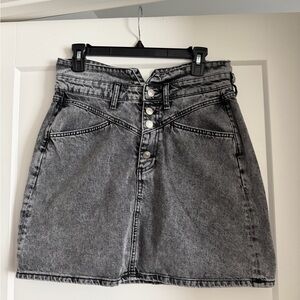 Zara High Waisted Denim Skirt, Grey, Size L